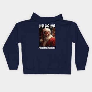 Ho Ho Ho Melanin Christmas! Quote Black Santa Claus Kids Hoodie